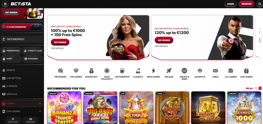 Betista, casino online que paga con bono de bienvenida del 100% hasta 1000 euros y 100 giros gratis