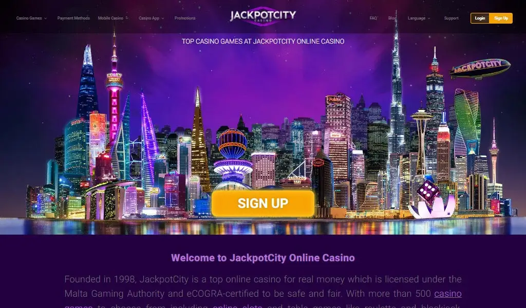 JackpotCity, casino online que paga jackpots millonarios con licencia de la Malta Gaming Authority y certificación eCOGRA